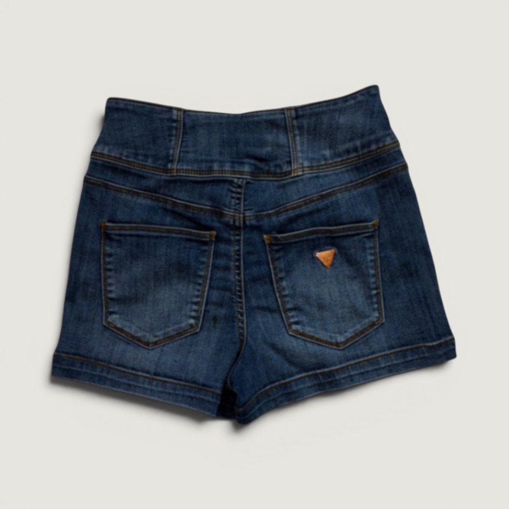 Guess Denim Shorts Womens 26 Blue High Waisted 3-Button‎ Fly Triangle Logo